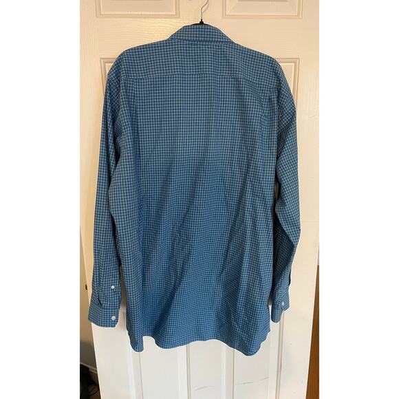 L.L.Bean All Cotton Mens XL Tall Shirt Button Down Blue/White Checker LongSleeve - Picture 2 of 12